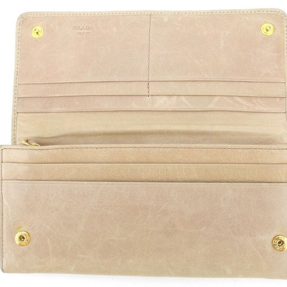 PRADA Purse ribbon beige pink leather Authentic used - Picture 3 of 5